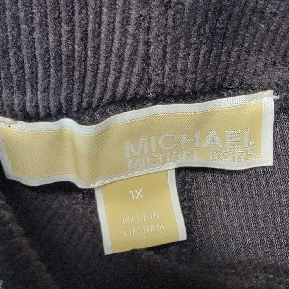 Michael Kors Dark Brown RIBBED Straight Ankle Pull-On‎  Pants SIZE 1X